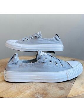 Converse Shoreline Women 6 Pale Gray Monochrome Canvas Slip On Shoes NWOB